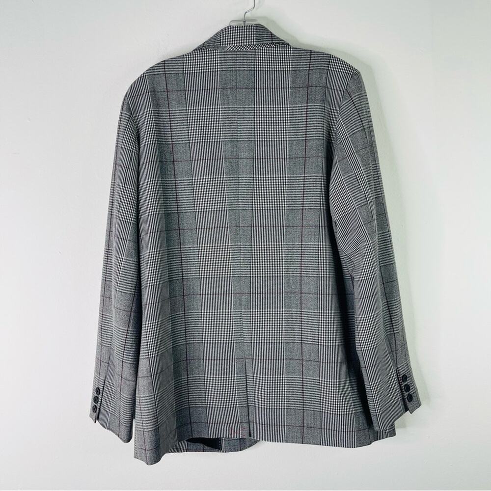 A New Day black white burgundy plaid houndstooth preppy boyfriend blazer 14 - Picture 7 of 7